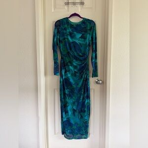 Elegant Blue and Green Women's Dress